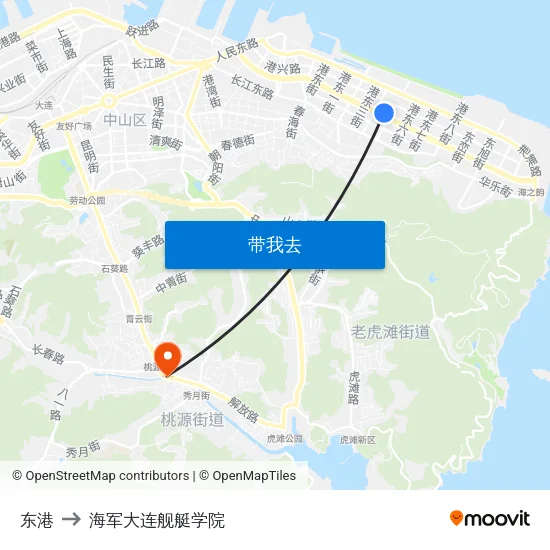 东港 to 海军大连舰艇学院 map