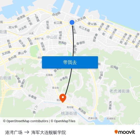 港湾广场 to 海军大连舰艇学院 map