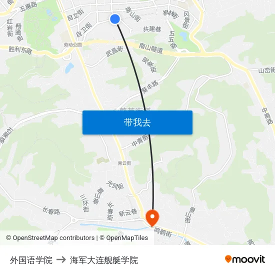外国语学院 to 海军大连舰艇学院 map