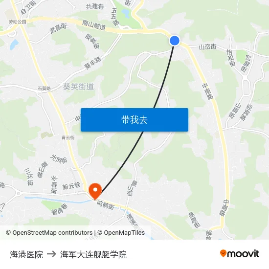 海港医院 to 海军大连舰艇学院 map