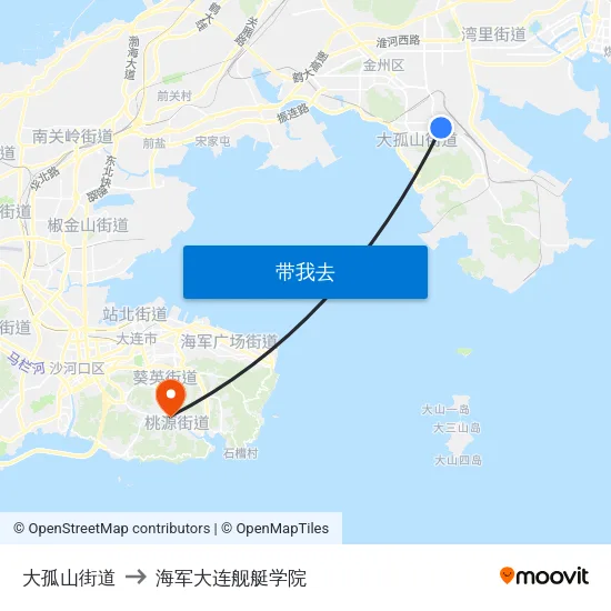 大孤山街道 to 海军大连舰艇学院 map