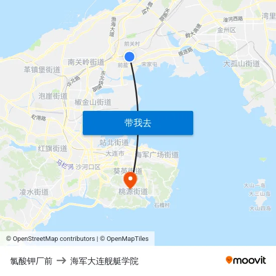 氯酸钾厂前 to 海军大连舰艇学院 map