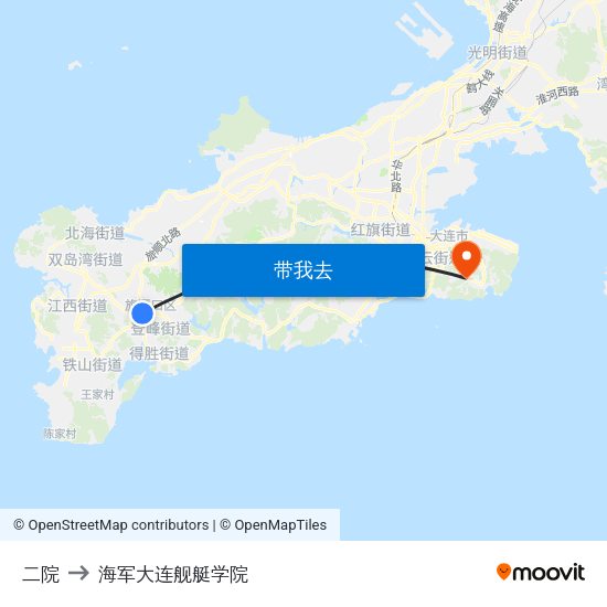 二院 to 海军大连舰艇学院 map