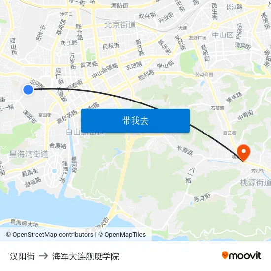 汉阳街 to 海军大连舰艇学院 map