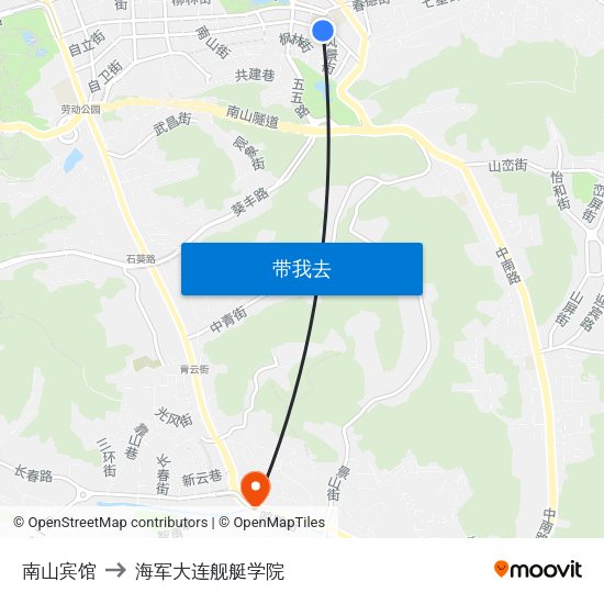 南山宾馆 to 海军大连舰艇学院 map