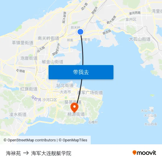 海禄苑 to 海军大连舰艇学院 map