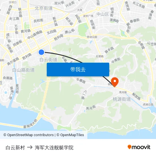 白云新村 to 海军大连舰艇学院 map