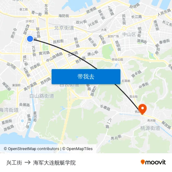 兴工街 to 海军大连舰艇学院 map