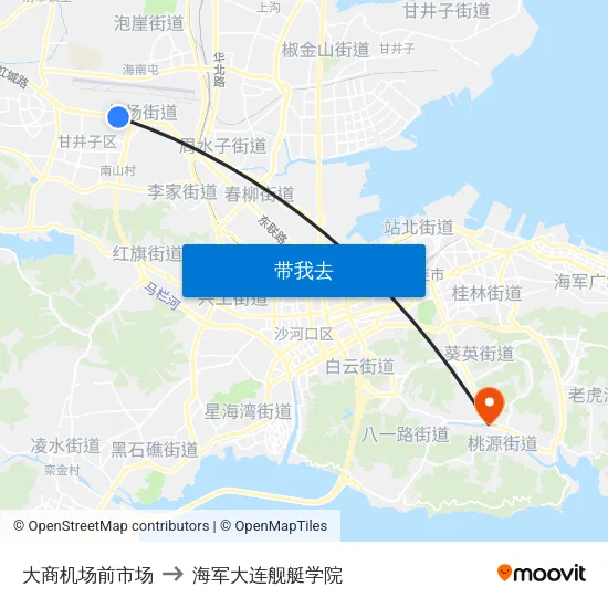 大商机场前市场 to 海军大连舰艇学院 map