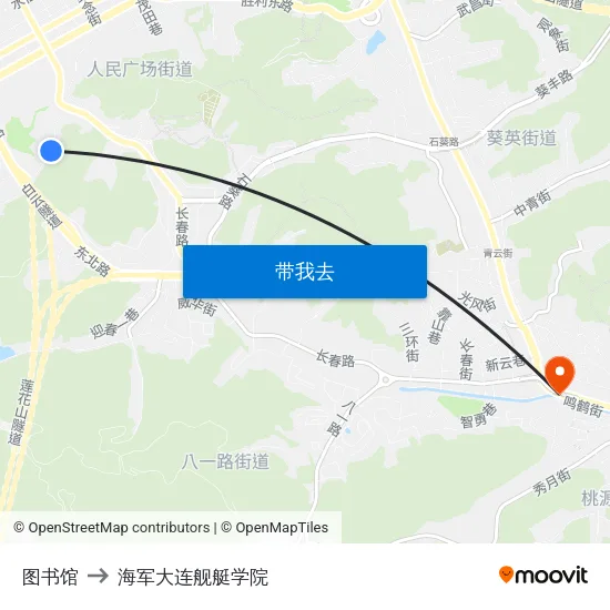 图书馆 to 海军大连舰艇学院 map