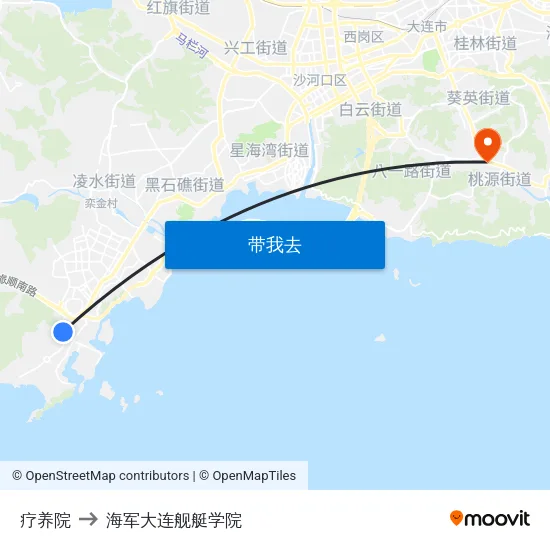 疗养院 to 海军大连舰艇学院 map