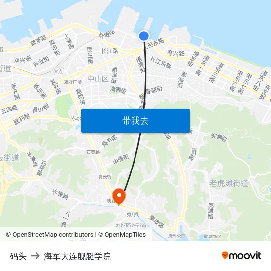 码头 to 海军大连舰艇学院 map