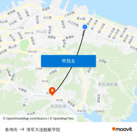 春海街 to 海军大连舰艇学院 map