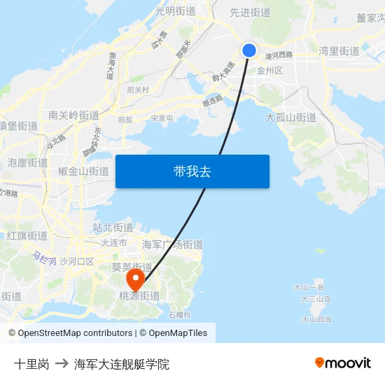 十里岗 to 海军大连舰艇学院 map