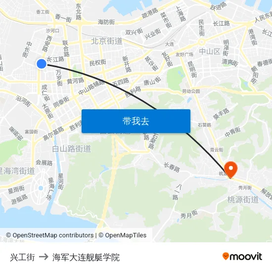 兴工街 to 海军大连舰艇学院 map