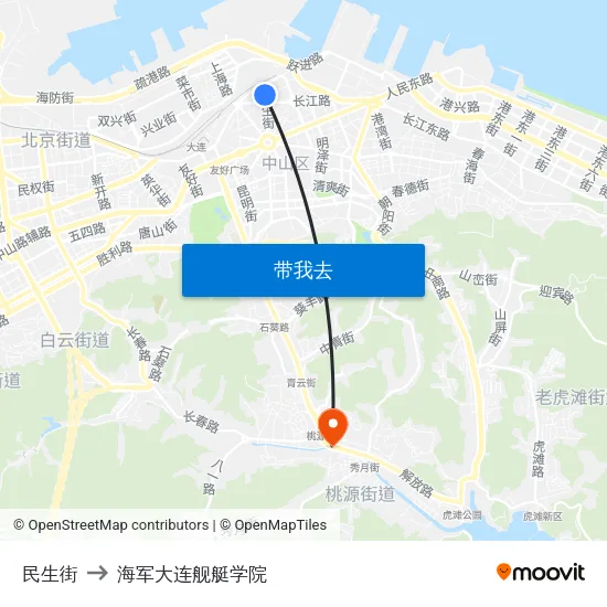 民生街 to 海军大连舰艇学院 map