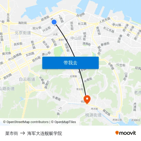 菜市街 to 海军大连舰艇学院 map