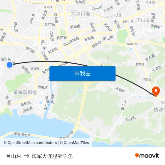 台山村 to 海军大连舰艇学院 map