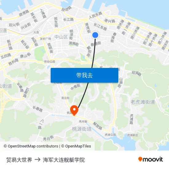贸易大世界 to 海军大连舰艇学院 map