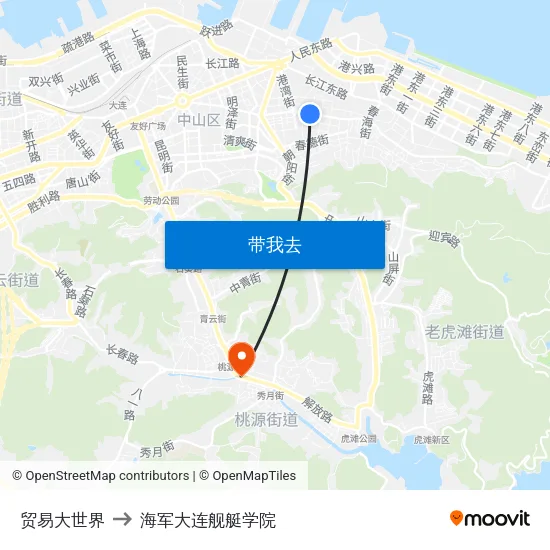 贸易大世界 to 海军大连舰艇学院 map