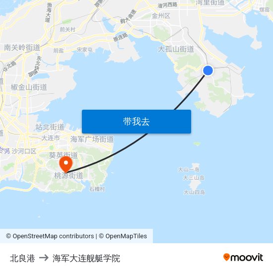 北良港 to 海军大连舰艇学院 map