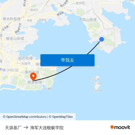 天源基厂 to 海军大连舰艇学院 map