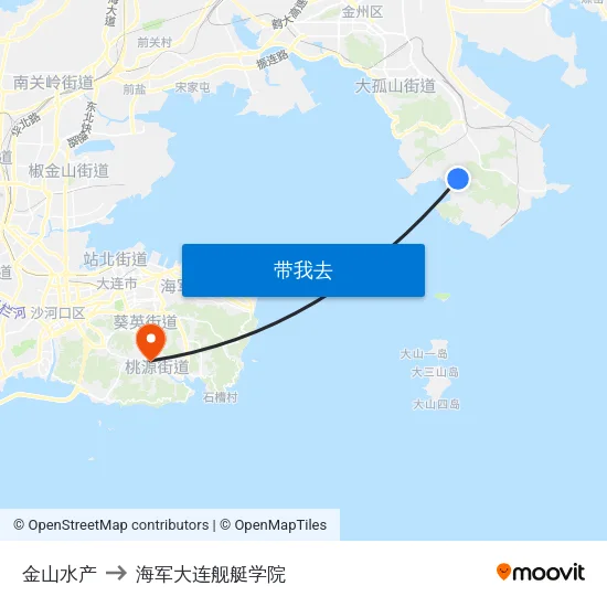 金山水产 to 海军大连舰艇学院 map