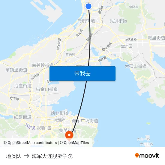 地质队 to 海军大连舰艇学院 map