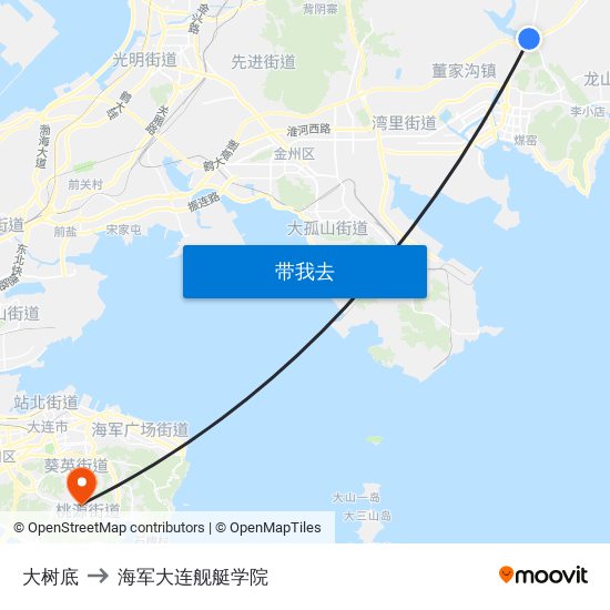 大树底 to 海军大连舰艇学院 map