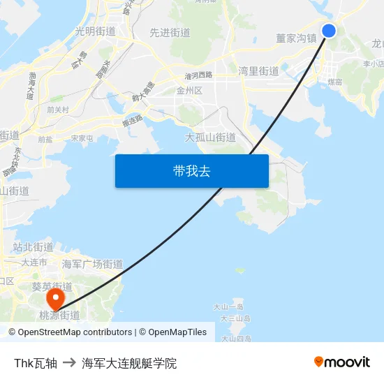 Thk瓦轴 to 海军大连舰艇学院 map