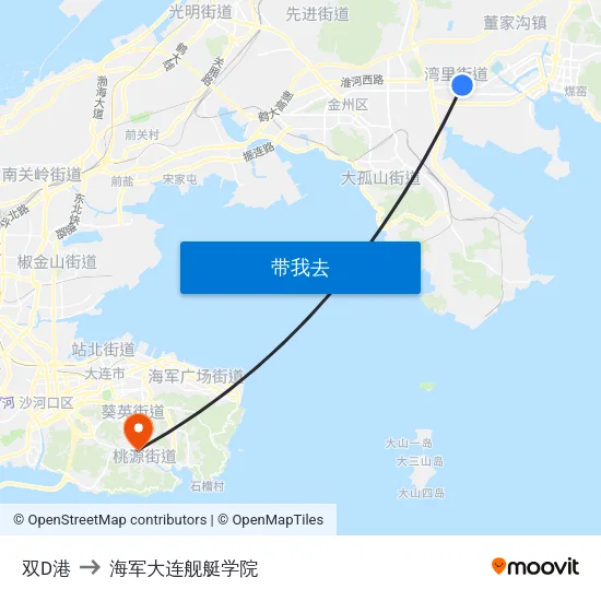 双D港 to 海军大连舰艇学院 map