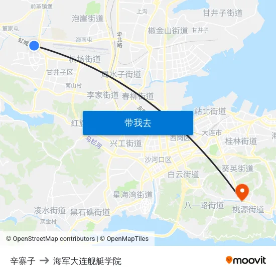 辛寨子 to 海军大连舰艇学院 map