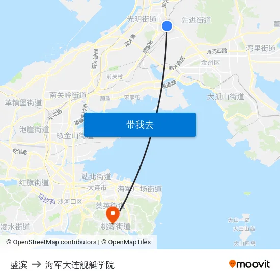 盛滨 to 海军大连舰艇学院 map