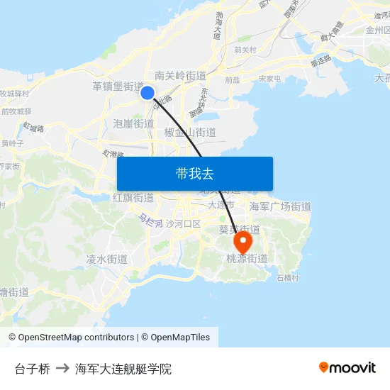 台子桥 to 海军大连舰艇学院 map