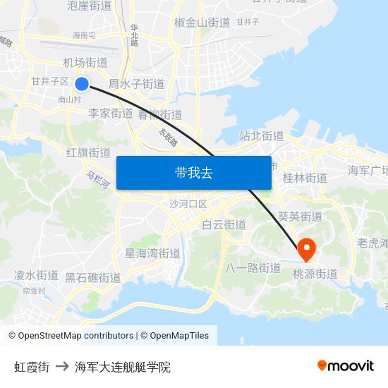 虹霞街 to 海军大连舰艇学院 map