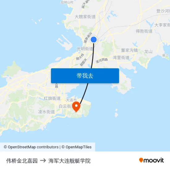 伟桥金北嘉园 to 海军大连舰艇学院 map