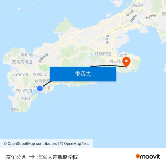 友谊公园 to 海军大连舰艇学院 map
