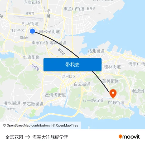 金寓花园 to 海军大连舰艇学院 map