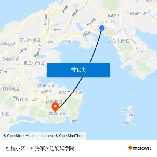 红梅小区 to 海军大连舰艇学院 map