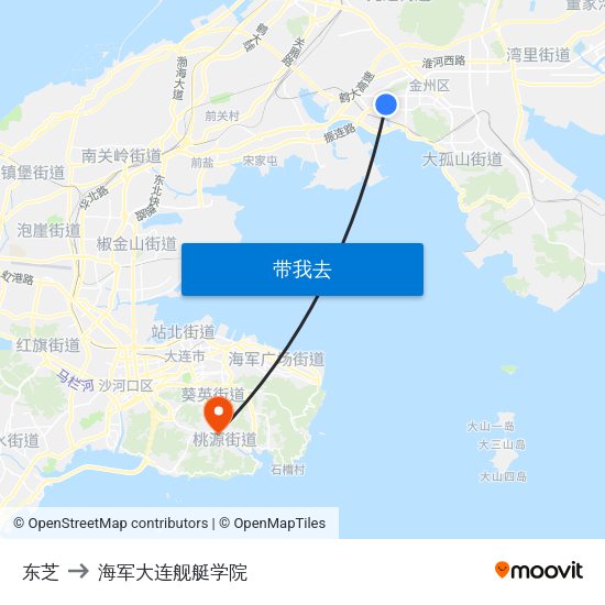 东芝 to 海军大连舰艇学院 map