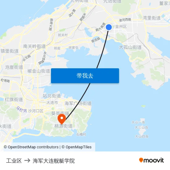 工业区 to 海军大连舰艇学院 map