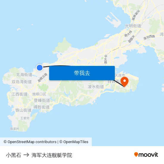 小黑石 to 海军大连舰艇学院 map