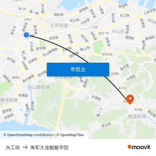 兴工街 to 海军大连舰艇学院 map