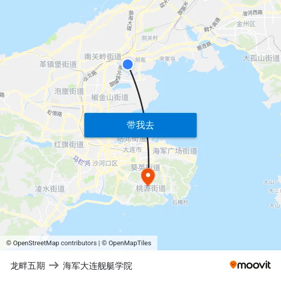 龙畔五期 to 海军大连舰艇学院 map