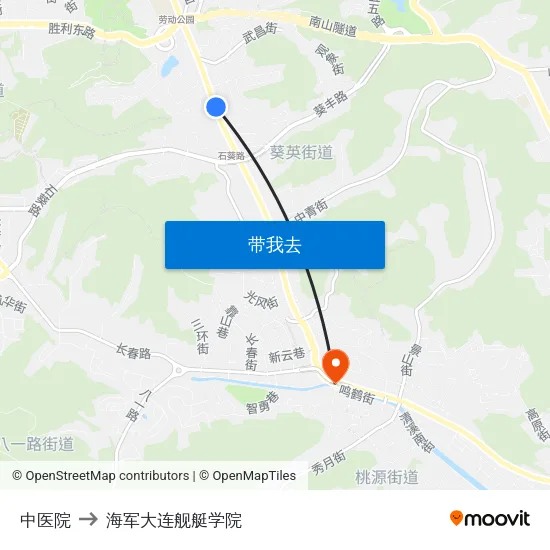 中医院 to 海军大连舰艇学院 map