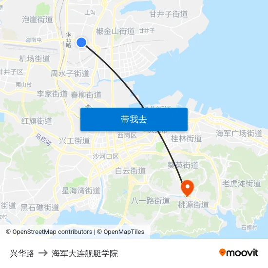 兴华路 to 海军大连舰艇学院 map