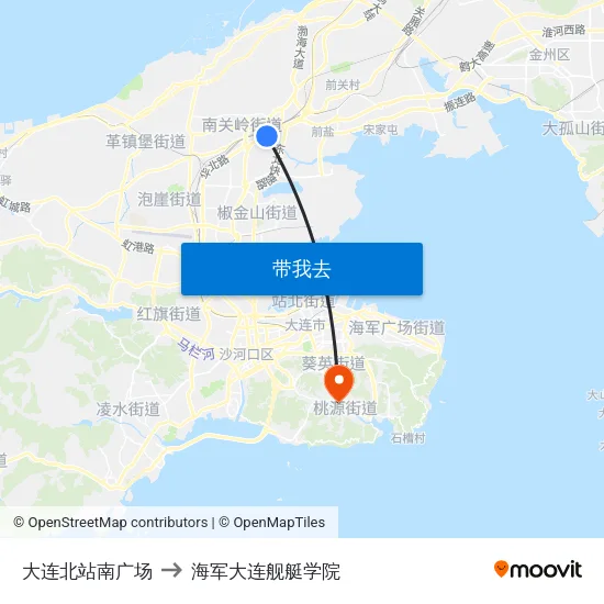大连北站南广场 to 海军大连舰艇学院 map
