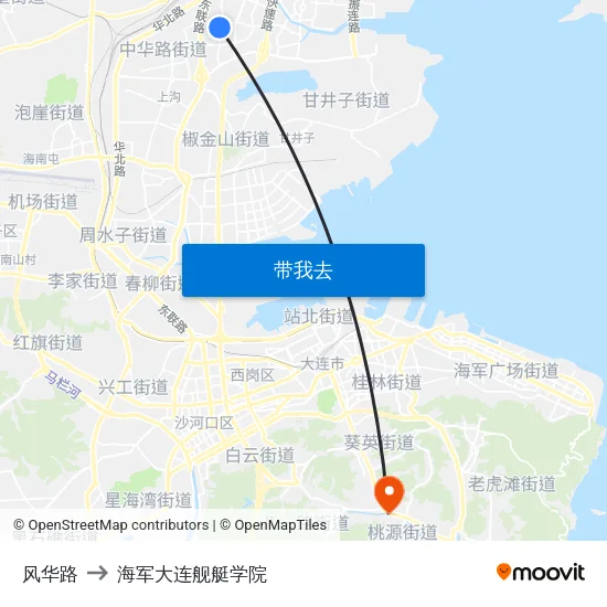 风华路 to 海军大连舰艇学院 map