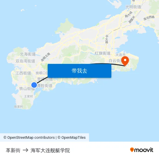 革新街 to 海军大连舰艇学院 map