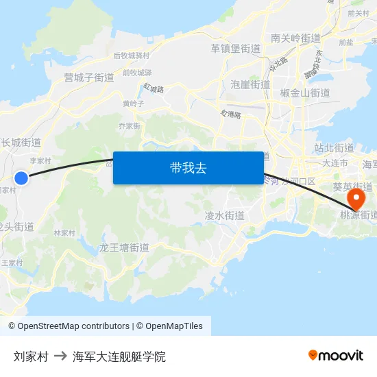 刘家村 to 海军大连舰艇学院 map